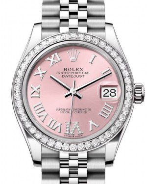 Rolex Datejust 31 White Gold/Steel Pink Roman VI Diamond Dial & Bezel Jubilee Bracelet 278384RBR - BRAND NEW