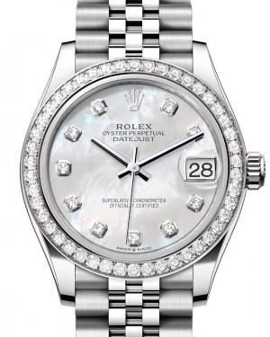 Rolex Datejust 31 White Gold/Steel White Mother Of Pearl Diamond Dial & Bezel Jubilee Bracelet 278384RBR - BRAND NEW