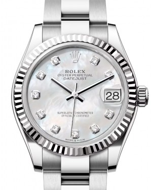 Rolex Datejust 31 White Gold/Steel White Mother Of Pearl Diamond Dial & Fluted Bezel Oyster Bracelet 278274 - BRAND NEW