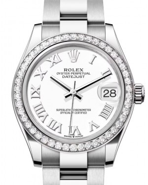 Rolex Datejust 31 White Gold/Steel White Roman Dial & Diamond Bezel Oyster Bracelet 278384RBR - BRAND NEW