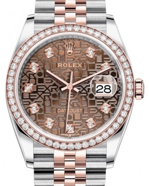 Rolex Datejust 36 Rose Gold/Steel Chocolate Jubilee Diamond Dial & Diamond Bezel Jubilee Bracelet 126281RBR - BRAND NEW