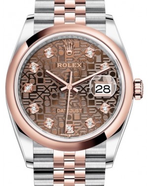 Rolex Datejust 36 Rose Gold/Steel Chocolate Jubilee Diamond Dial & Domed Bezel Jubilee Bracelet 126201 - BRAND NEW