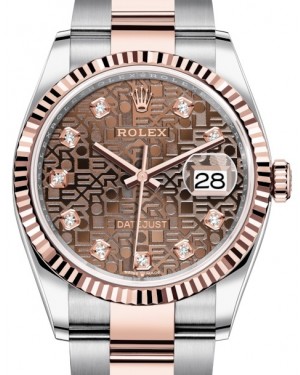 Rolex Datejust 36 Rose Gold/Steel Chocolate Jubilee Diamond Dial & Fluted Bezel Oyster Bracelet 126231 - BRAND NEW