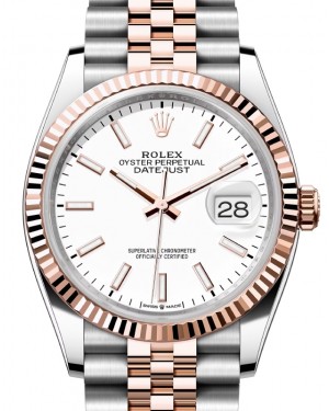 Rolex Datejust 36 Rose Gold/Steel White Index Dial & Fluted Bezel Jubilee Bracelet 126231 - BRAND NEW