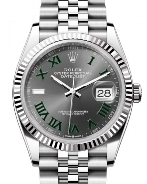 Rolex Datejust 36 White Gold/Steel "Wimbledon" Slate Roman Dial & Fluted Bezel Jubilee Bracelet 126234 - BRAND NEW