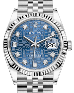 Rolex Datejust 36 White Gold/Steel Blue Jubilee Diamond Dial & Fluted Bezel Jubilee Bracelet 126234 - BRAND NEW