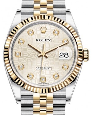 Rolex Datejust 36 Yellow Gold/Steel Silver Jubilee Diamond Dial & Fluted Bezel Jubilee Bracelet 126233 - BRAND NEW