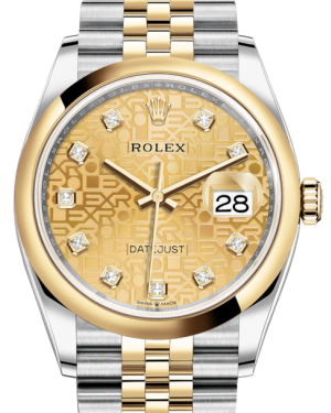Rolex Datejust 36 Yellow Gold/Steel Champagne Jubilee Diamond Dial & Smooth Domed Bezel Jubilee Bracelet 126203 - BRAND NEW