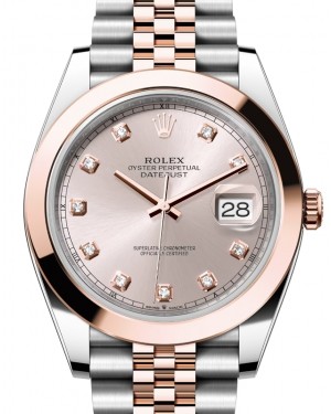 Rolex Datejust 41 Rose Gold/Steel Sundust Diamond Dial Smooth Bezel Jubilee Bracelet 126301 - BRAND NEW