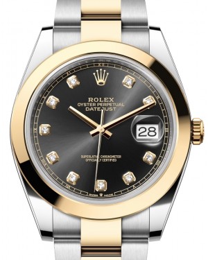 Rolex Datejust 41 Yellow Gold/Steel Black Diamond Dial Smooth Bezel Oyster Bracelet 126303 - BRAND NEW