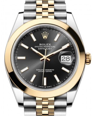 Rolex Datejust 41 Yellow Gold/Steel Black Index Dial Smooth Bezel Jubilee Bracelet 126303 - BRAND NEW