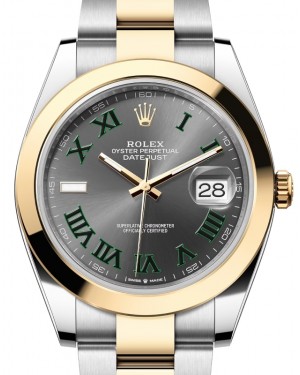 Rolex Datejust 41 Yellow Gold/Steel "Wimbledon" Slate Roman Dial Smooth Bezel Oyster Bracelet 126303 - BRAND NEW