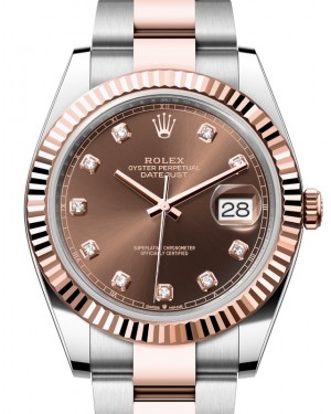 Rolex Datejust 41 Rose Gold/Steel Chocolate Diamond Dial Fluted Bezel Oyster Bracelet 126331 - BRAND NEW