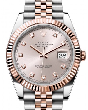 Rolex Datejust 41 Rose Gold/Steel Sundust Diamond Dial Fluted Bezel Jubilee Bracelet 126331 - BRAND NEW