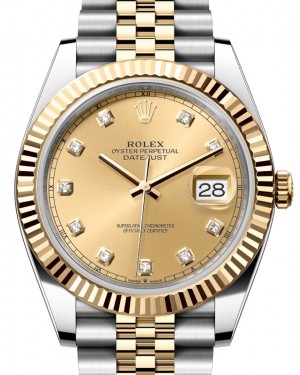 Rolex Datejust 41 Yellow Gold/Steel Champagne Diamond Dial Fluted Bezel Jubilee Bracelet 126333 - BRAND NEW