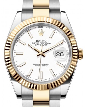 Rolex Datejust 41 Yellow Gold/Steel White Index Dial Fluted Bezel Oyster Bracelet 126333 - BRAND NEW