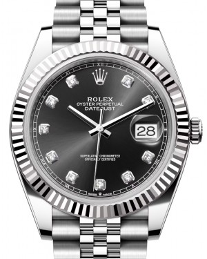 Rolex Datejust 41 White Gold/Steel Black Diamond Dial Fluted Bezel Jubilee Bracelet 126334 - BRAND NEW
