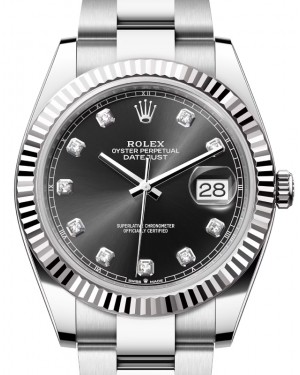 Rolex Datejust 41 White Gold/Steel Black Diamond Dial Fluted Bezel Oyster Bracelet 126334 - BRAND NEW
