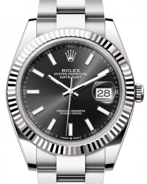 Rolex Datejust 41 White Gold/Steel Black Index Dial Fluted Bezel Oyster Bracelet 126334 - BRAND NEW