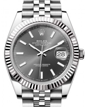 Rolex Datejust 41 White Gold/Steel Slate Index Dial Fluted Bezel Jubilee Bracelet 126334 - BRAND NEW