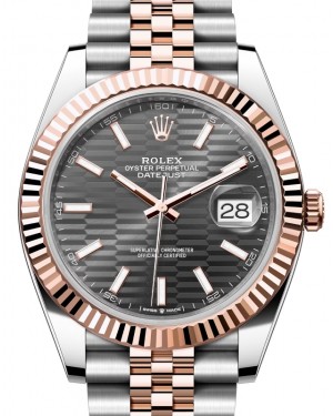 Rolex Datejust 41 Rose Gold/Steel Slate Fluted Motif Index Dial Fluted Bezel Jubilee Bracelet 126331 - BRAND NEW