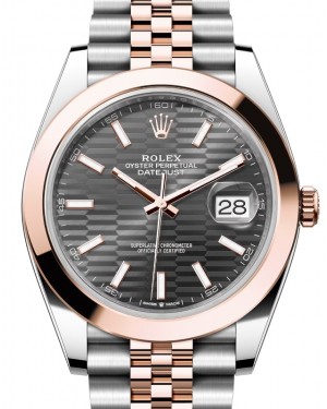 Rolex Datejust 41 Rose Gold/Steel Slate Fluted Motif Index Dial Smooth Bezel Jubilee Bracelet 126301 - BRAND NEW