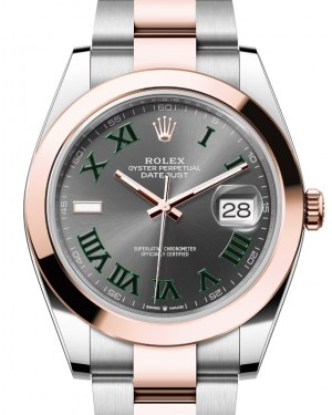 Rolex Datejust 41 Rose Gold/Steel "Wimbledon" Slate Roman Dial Smooth Bezel Oyster Bracelet 126301 - BRAND NEW