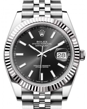 Rolex Datejust 41 White Gold/Steel Black Index Dial Fluted Bezel Jubilee Bracelet 126334 - BRAND NEW