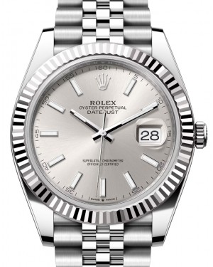 Rolex Datejust 41 White Gold/Steel Silver Index Dial Fluted Bezel Jubilee Bracelet 126334 - BRAND NEW