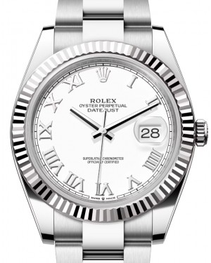 Rolex Datejust 41 White Gold/Steel White Roman Dial Fluted Bezel Oyster Bracelet 126334 - BRAND NEW