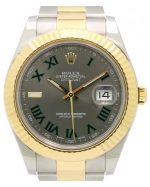 Rolex Datejust II "Wimbledon" Yellow Gold/Steel Slate Roman 41mm Dial & Fluted Bezel Oyster Bracelet 116333 - PRE-OWNED
