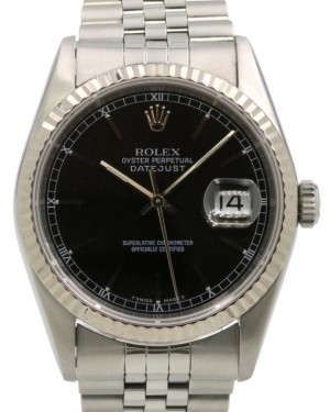 Rolex Datejust 36 White Gold/Steel Black Index Dial & Fluted Bezel Jubilee Bracelet 16234 - PRE-OWNED