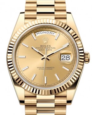 Rolex Day-Date 40 President Yellow Gold Champagne Index Dial 228238 - PRE-OWNED