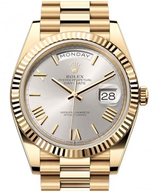 Rolex Day-Date 40 President Yellow Gold Silver Index/Roman Dial 228238