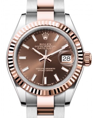 Rolex Lady Datejust 28 Rose Gold/Steel Chocolate Index Dial & Fluted Bezel Oyster Bracelet 279171 - BRAND NEW