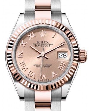 Rolex Lady Datejust 28 Rose Gold/Steel Rose Roman Dial & Fluted Bezel Oyster Bracelet 279171 - BRAND NEW