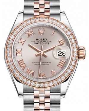 Rolex Lady Datejust 28 Rose Gold/Steel Sundust Roman Dial & Diamond Bezel Jubilee Bracelet 279381RBR - BRAND NEW