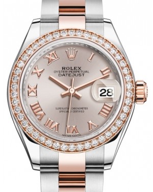 Rolex Lady Datejust 28 Rose Gold/Steel Sundust Roman Dial & Diamond Bezel Oyster Bracelet 279381RBR - BRAND NEW