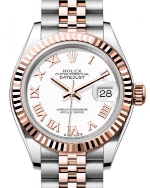 Rolex Lady Datejust 28 Rose Gold/Steel White Roman Dial & Fluted Bezel Jubilee Bracelet 279171 - BRAND NEW