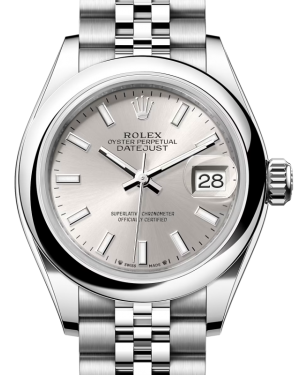 Rolex Lady Datejust 28 Stainless Steel Silver Index Dial & Smooth Domed Bezel Jubilee Bracelet 279160 - BRAND NEW