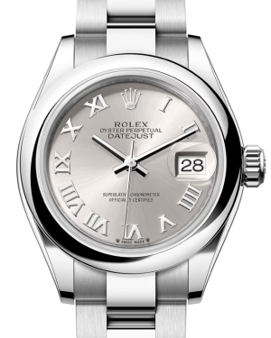 Rolex Lady Datejust 28 Stainless Steel Silver Roman Dial & Smooth Domed Bezel Oyster Bracelet 279160 - BRAND NEW