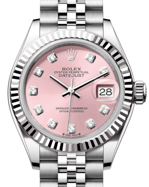 Rolex Lady Datejust 28 White Gold/Steel Pink Diamond Dial & Fluted Bezel Jubilee Bracelet 279174 - BRAND NEW