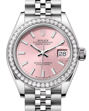 Rolex Lady Datejust 28 White Gold/Steel Pink Index Dial & Diamond Bezel Jubilee Bracelet 279384RBR - BRAND NEW
