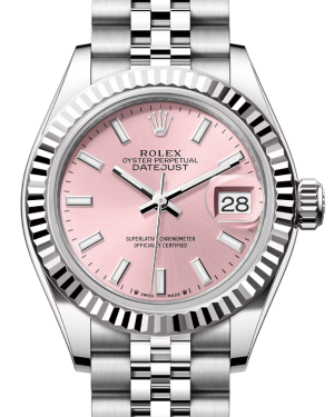 Rolex Lady Datejust 28 White Gold/Steel Pink Index Dial & Fluted Bezel Jubilee Bracelet 279174 - BRAND NEW