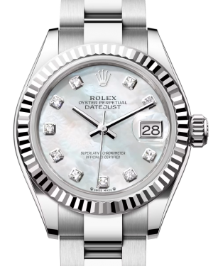 Rolex Lady Datejust 28 White Gold/Steel White Mother of Pearl Diamond Dial & Fluted Bezel Oyster Bracelet 279174 - BRAND NEW