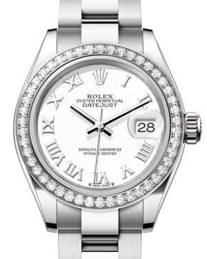 Rolex Lady Datejust 28 White Gold/Steel White Roman Dial & Diamond Bezel Oyster Bracelet 279384RBR - BRAND NEW