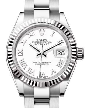 Rolex Lady Datejust 28 White Gold/Steel White Roman Dial & Fluted Bezel Oyster Bracelet 279174 - BRAND NEW