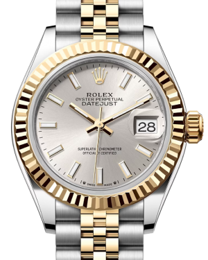Rolex Lady Datejust 28 Yellow Gold/Steel Silver Index Dial & Fluted Bezel Jubilee Bracelet 279173 - BRAND NEW
