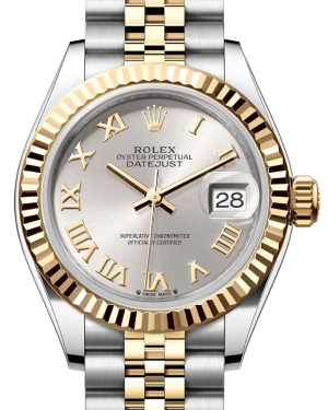 Rolex Lady Datejust 28 Yellow Gold/Steel Silver Roman Dial & Fluted Bezel Jubilee Bracelet 279173 - BRAND NEW