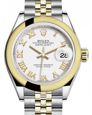 Rolex Lady Datejust 28 Yellow Gold/Steel White Roman Dial & Smooth Domed Bezel Jubilee Bracelet 279163 - BRAND NEW